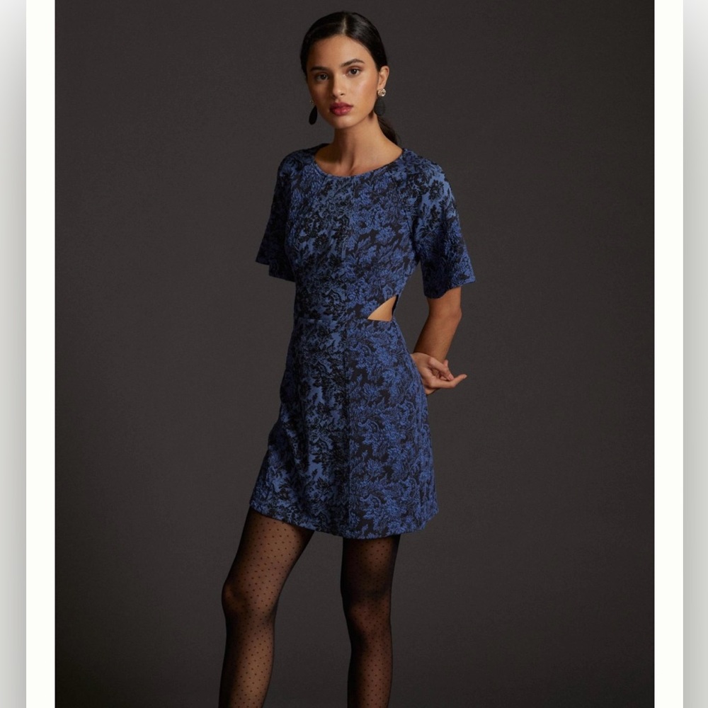Anthropologie sapphire blue cut out dress
